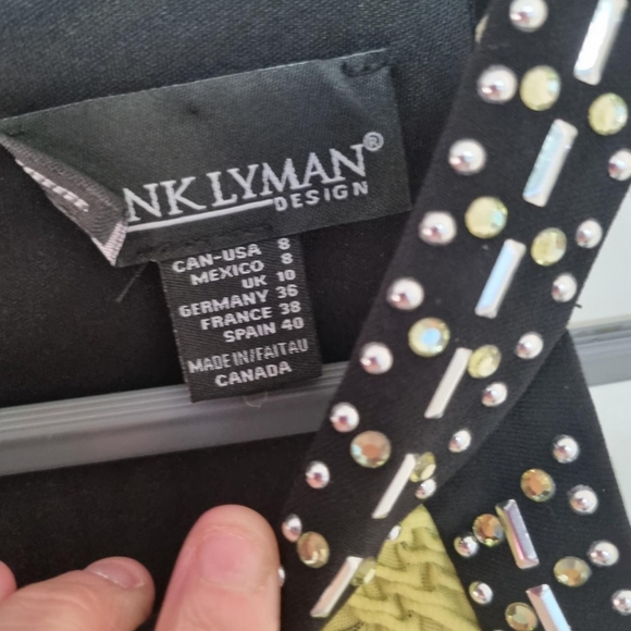 Frank Lyman lime green/black/beaded Textured top.Size uk 10 - Picture 3 of 4